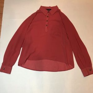 Love Culture Sheer Salmon Button Down Blouse sizeS
